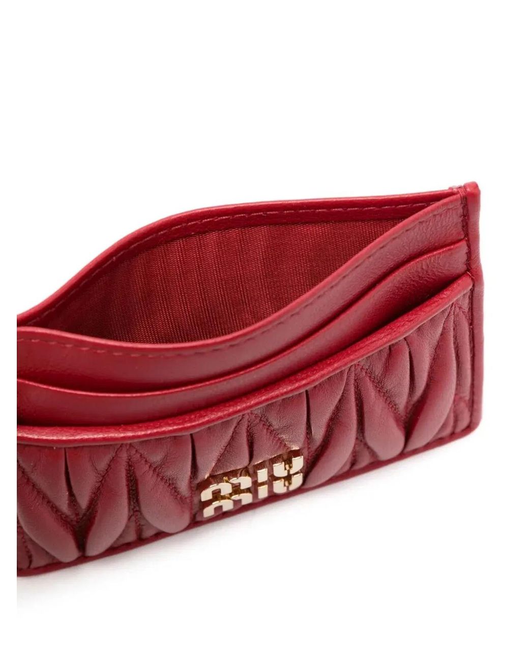 Miu Miu Red Matelassé Nappa Card Holder