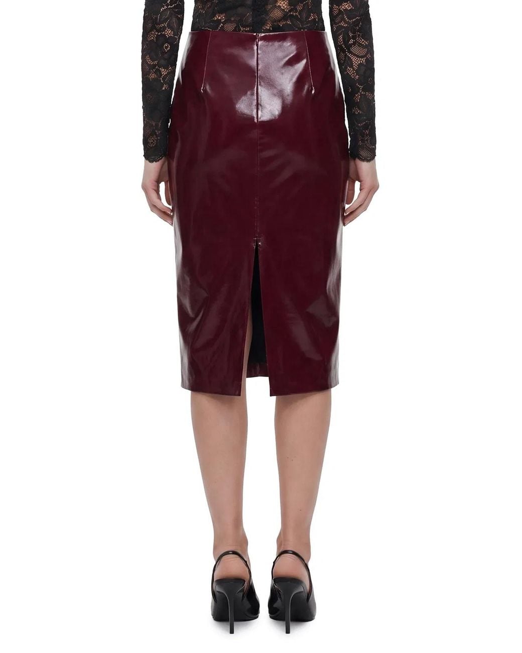 Self-Portrait Red Self Portrait Faux Leather Skirt