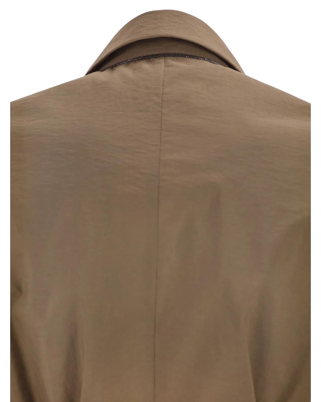 Brunello Cucinelli Brown Techno Cotton Poplin Waistcoat With Belt And Pendant