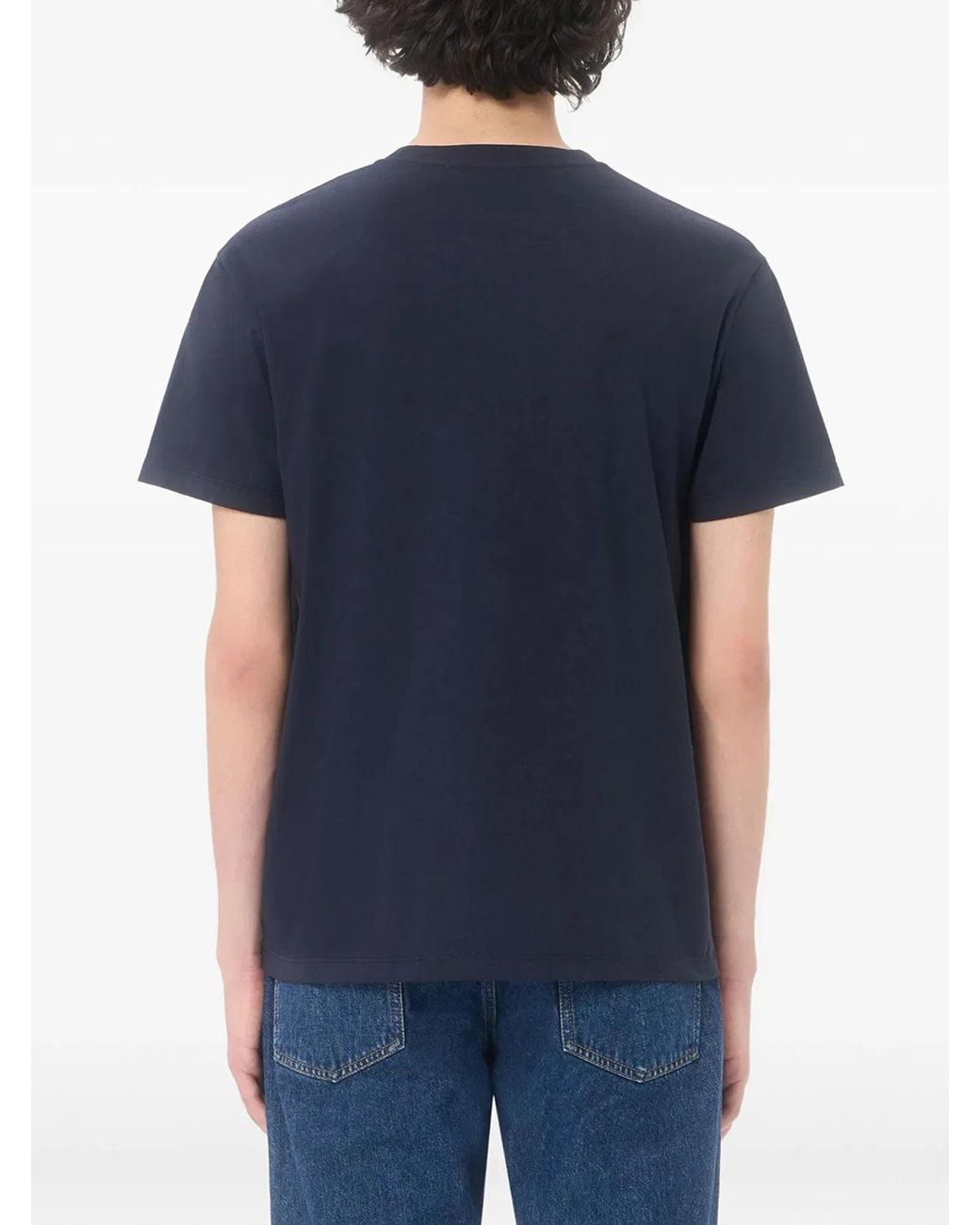 Valentino Garavani Blue Cotton T-Shirt With Vlogo Embroidery for men
