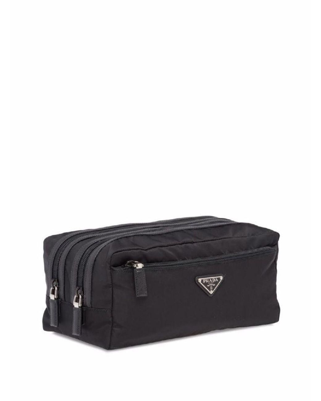 Prada Black Nylon Mini Beauty Case With Leather Accents for men