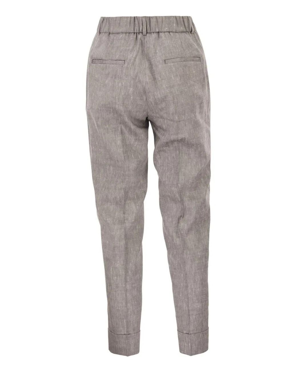 Peserico Gray Wool Blend Flannel Trousers