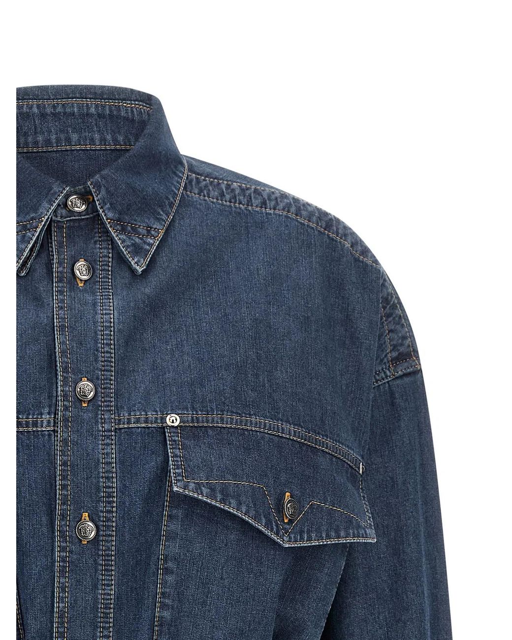 Versace Blue Chambray Denim Dress
