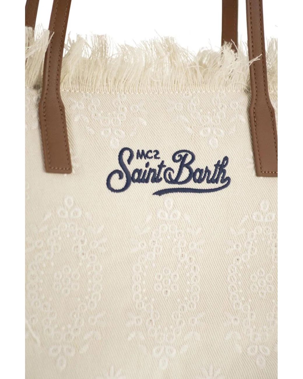 Mc2 Saint Barth Natural City Sangallo Shopper Bag With Embroidered Logo