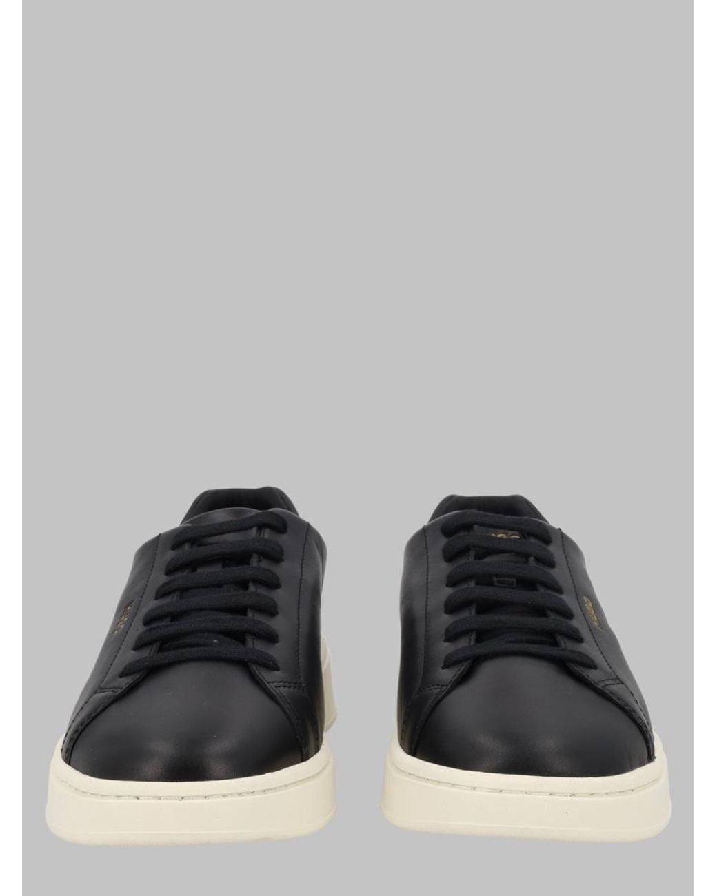 HUGO Black Leather Low-Top Sneakers for men