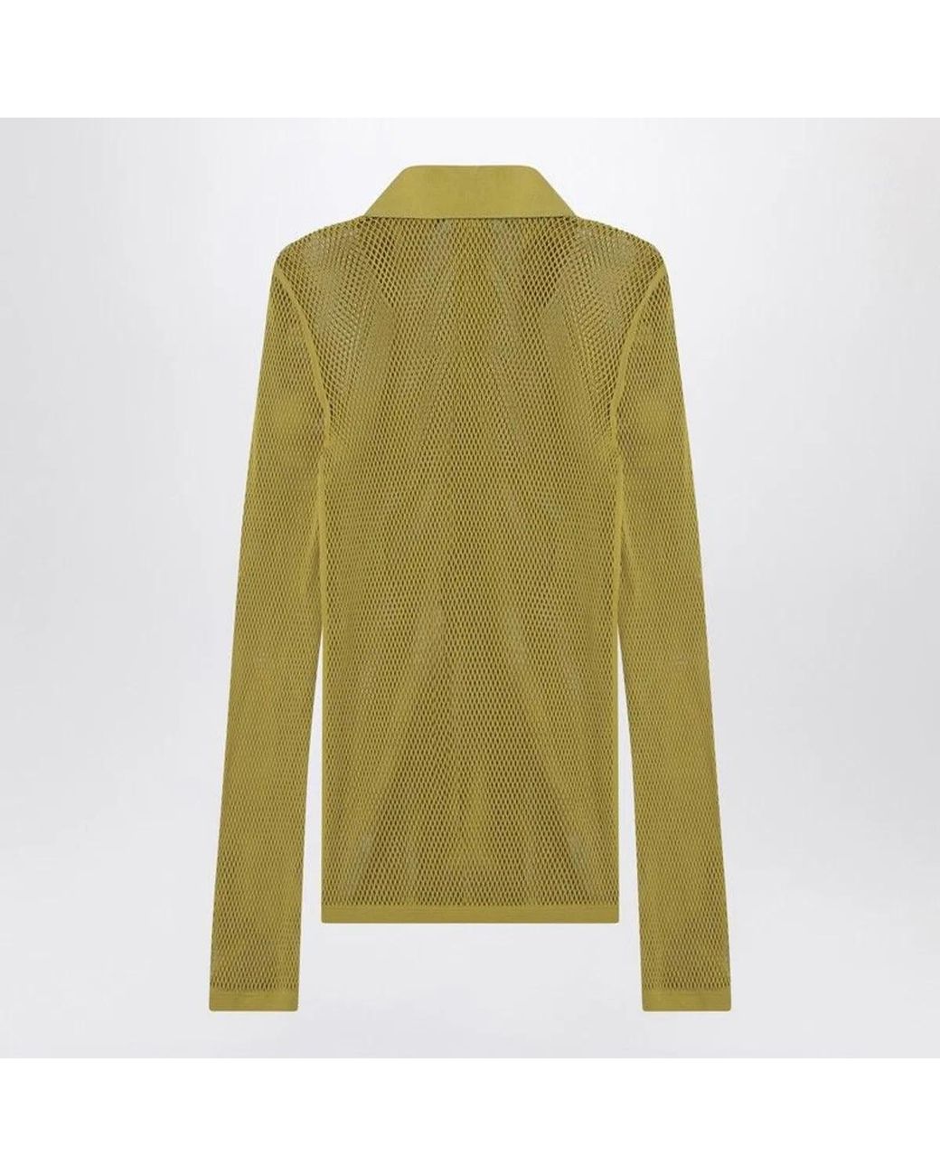 Gucci Green Technical Mesh Long-Sleeve Polo Shirt for men