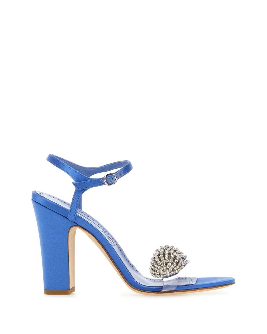 Manolo Blahnik Blue Satin Elhob Sandals