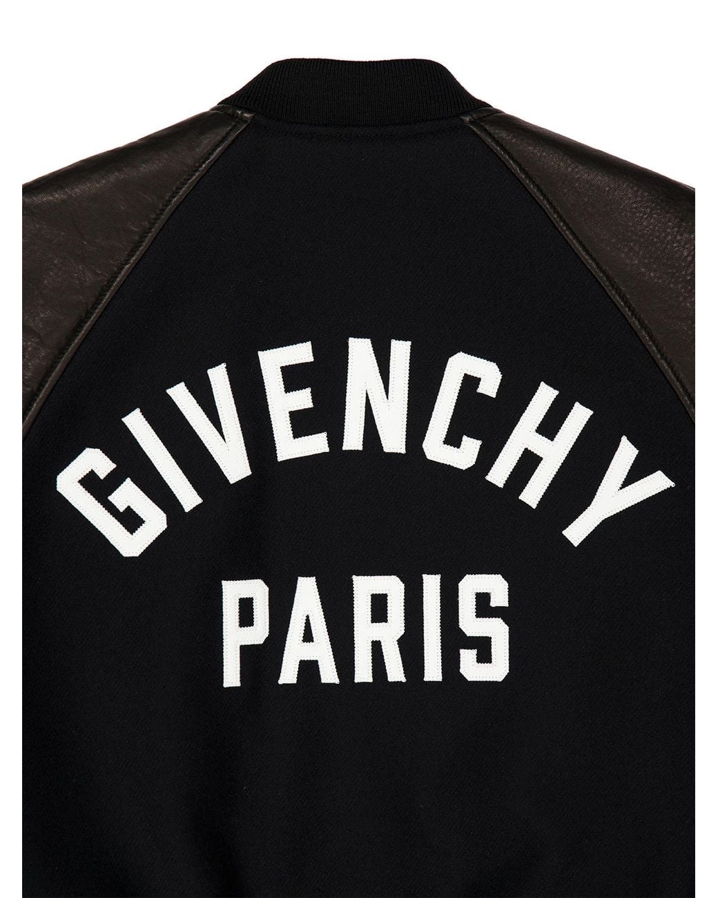 Givenchy Black Wool And Leather Bomber With Logo Patch for men