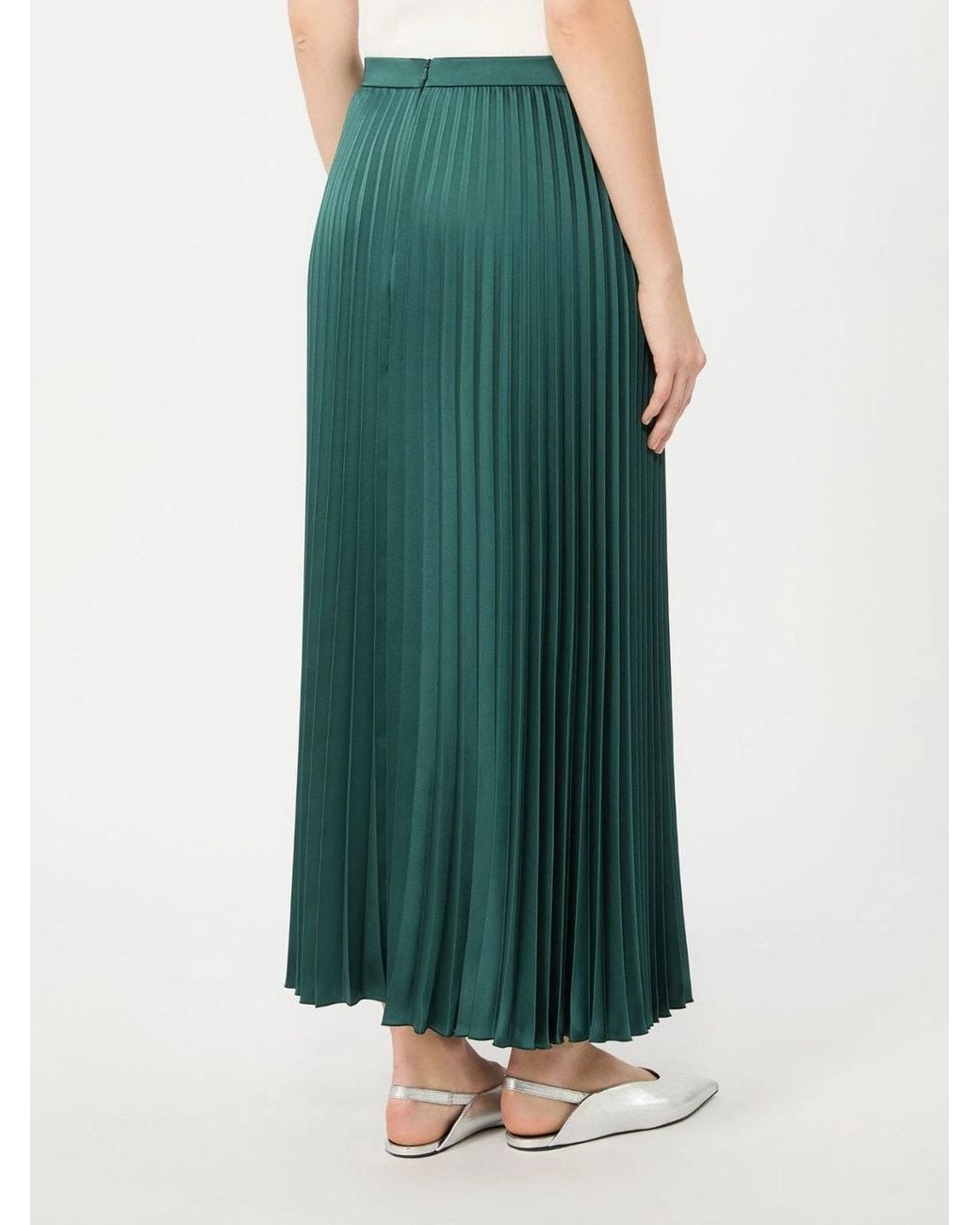 Max Mara Green Nicchia Pleated Midi Skirt