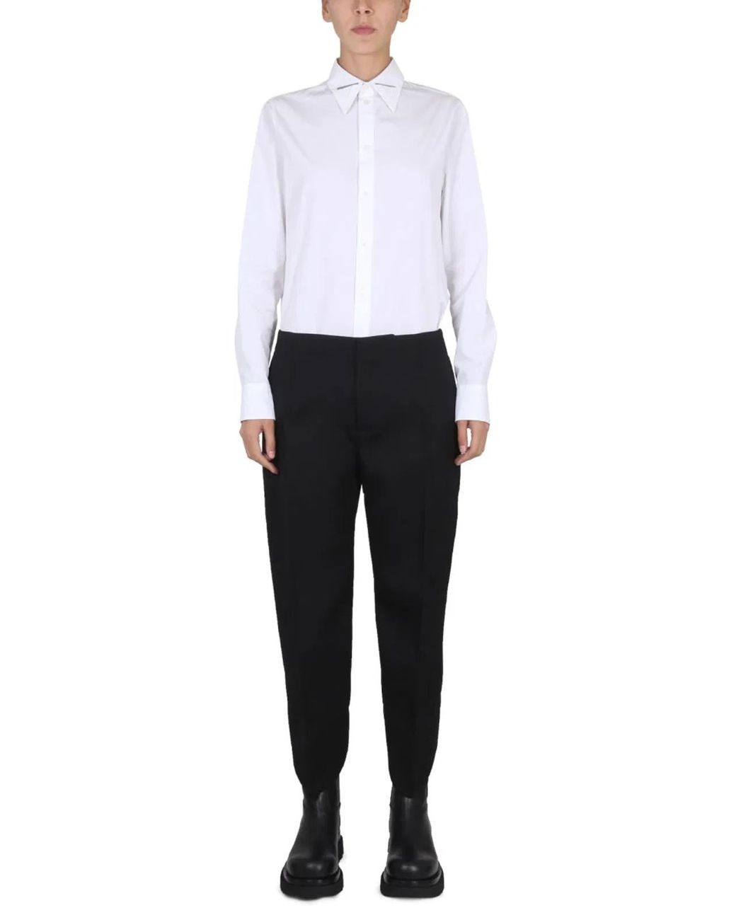 Bottega Veneta White Camicia Con Colletto A Punta