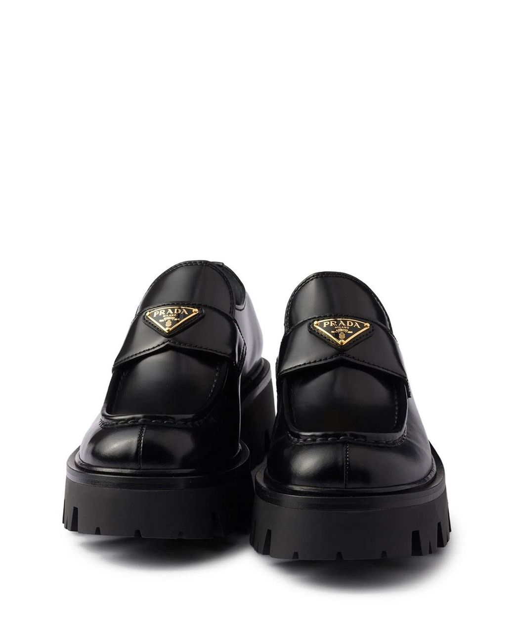Prada Black Brushed Leather Loafers