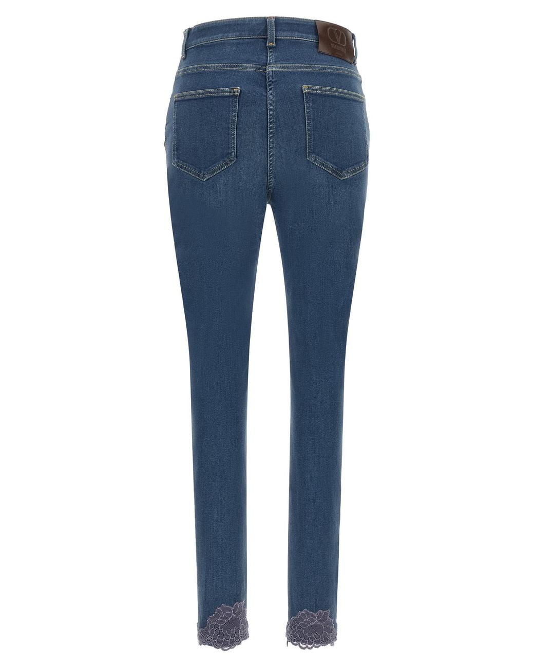 Valentino Garavani Blue Lamb Fur High-Waisted Jean