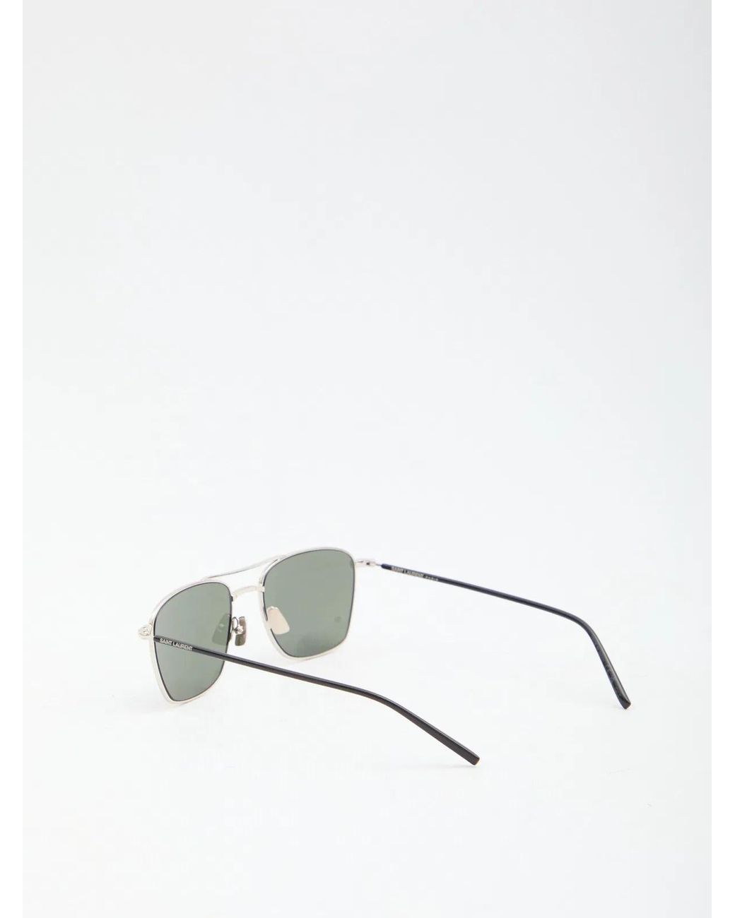 Saint Laurent White Rectangular Metal Sunglasses for men