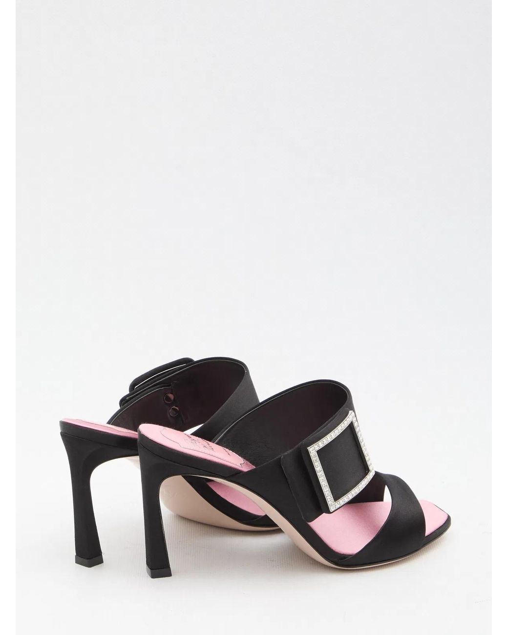 Roger Vivier Black Trompette Satin Mules