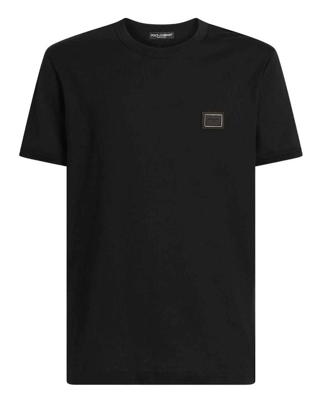 Dolce & Gabbana Black Dolce & Gabbana Cotton T-Shirt With Logo Plaque for men
