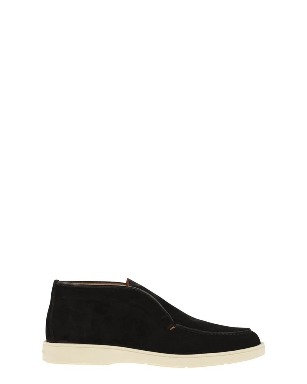 Santoni Black Suede Desert Boot for men