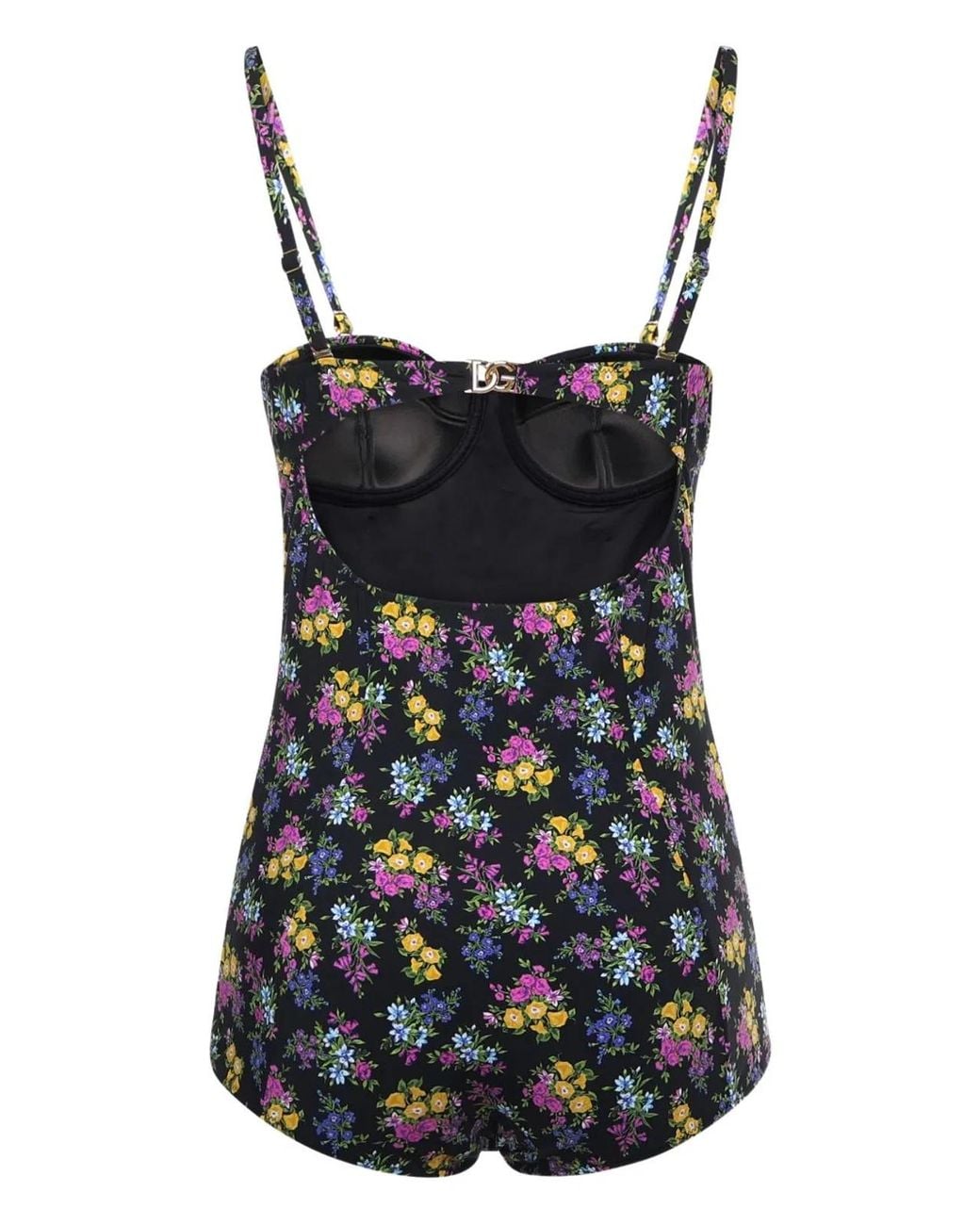 Dolce & Gabbana Black Dolce & Gabbana Flower-Print Padded One-Piece Swimsuit