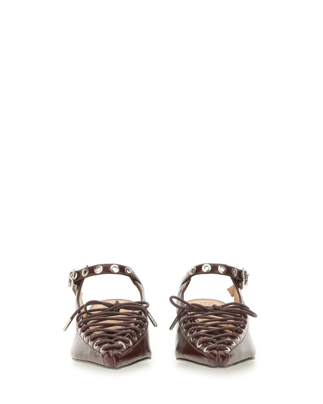 Ganni Brown Bordeaux Polyurethane Lace-Ups