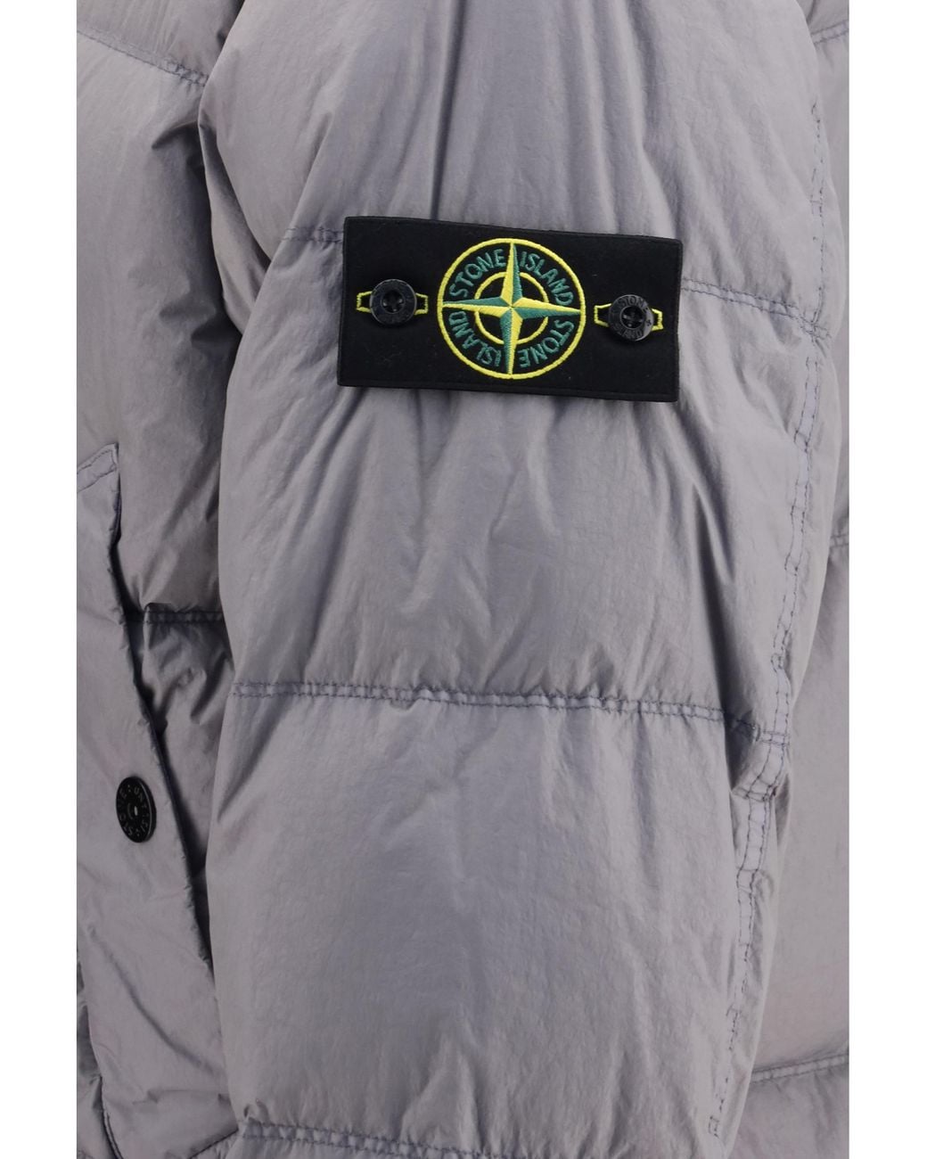 Stone Island Gray Quilted High-Neck Puffer Jacket for men
