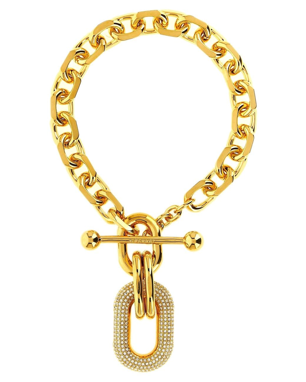 Rabanne Metallic Necklace With Crystal Pendant