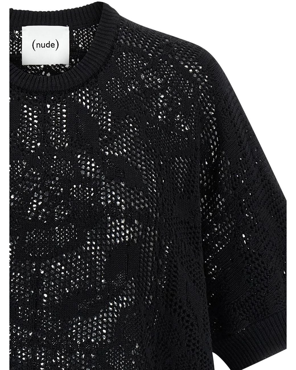 Nude Black Openwork Cotton Sweater