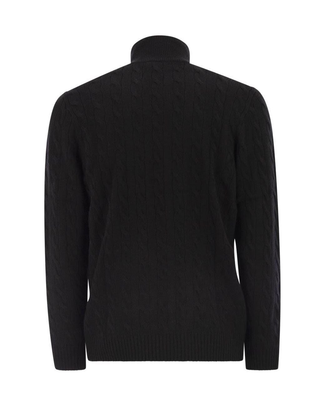 Polo Ralph Lauren Black Cable-Knit Quarter-Zip Jumper for men