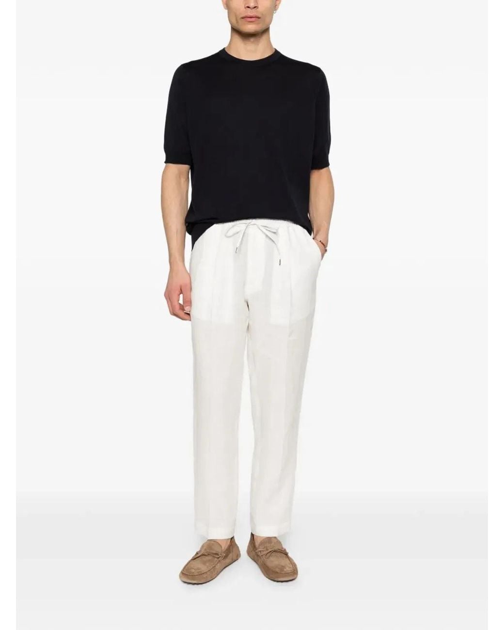 John Smedley Black "Kempton" Crewneck Short Sleeves T-Shirt for men