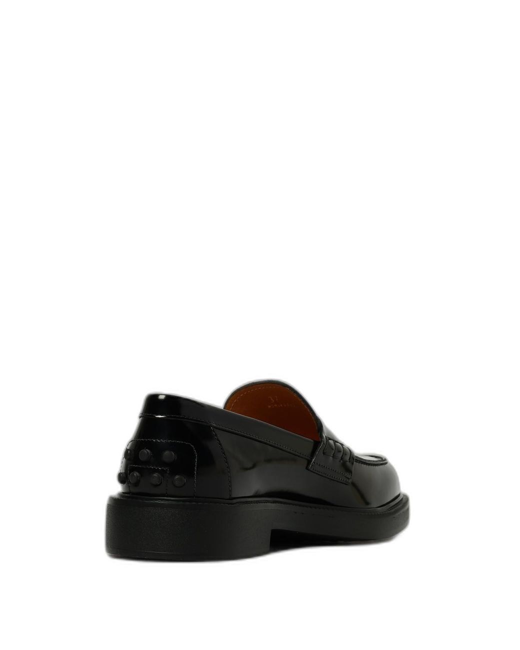 Tod's Black Mocassins En Cuir Noir Poli À Logo Latéral