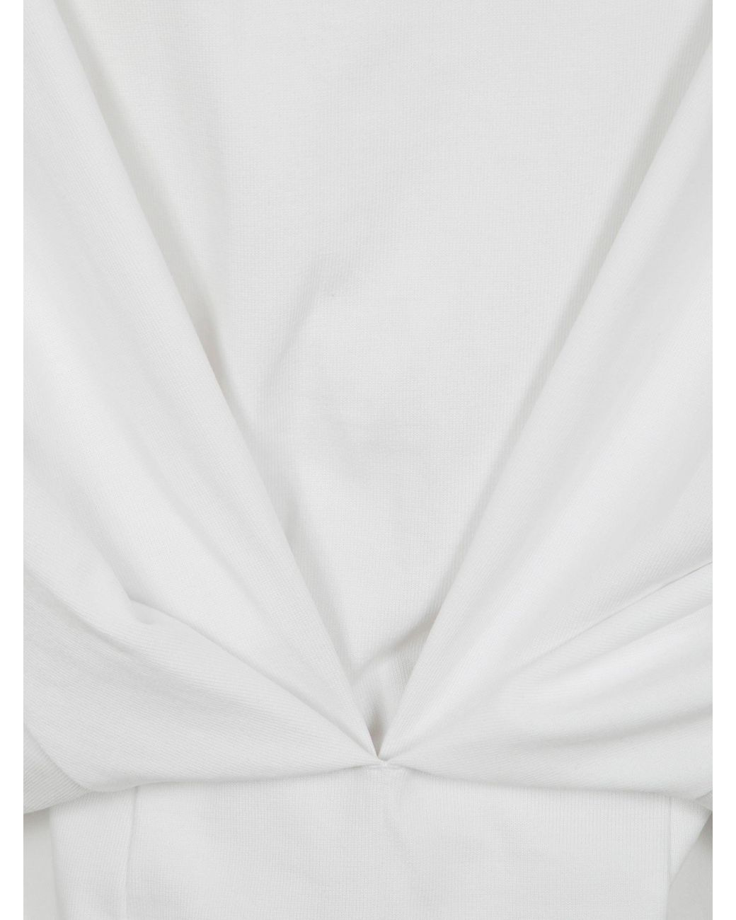 DARKPARK White Doyle Cropped Draped Short Sleeve Tee