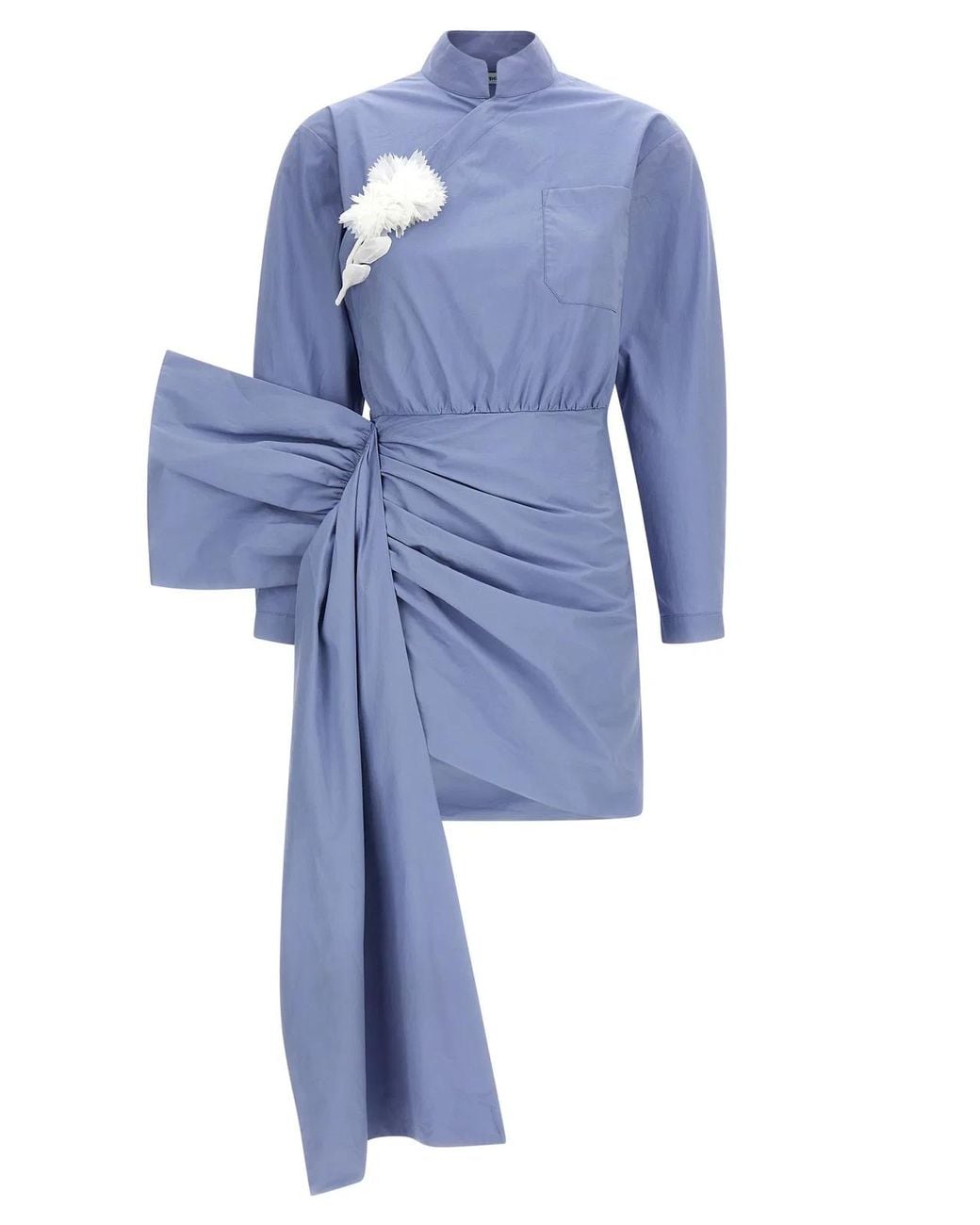 Self-Portrait Blue Cotton Tie Side Mini' Dress