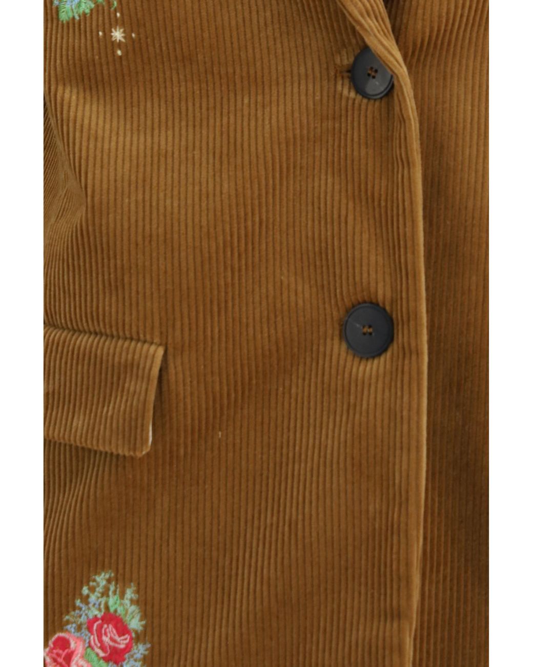 Forte_forte Brown Bouquet Velvet Single-Breasted Jacket With Embroidery