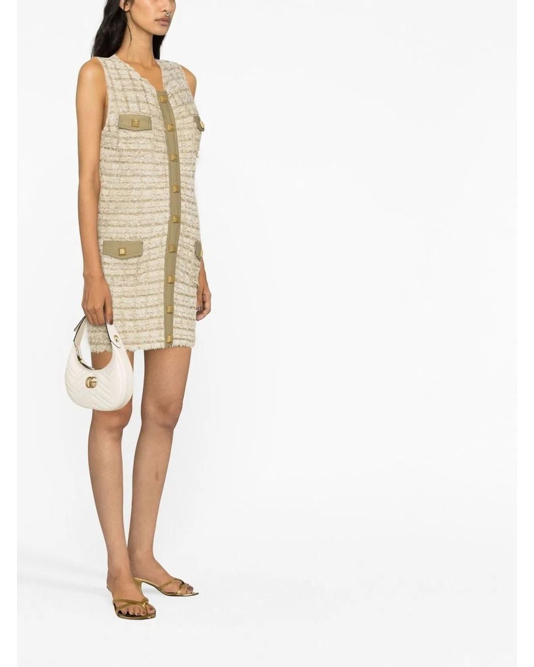 Balmain Natural Nude Tweed Short Dress