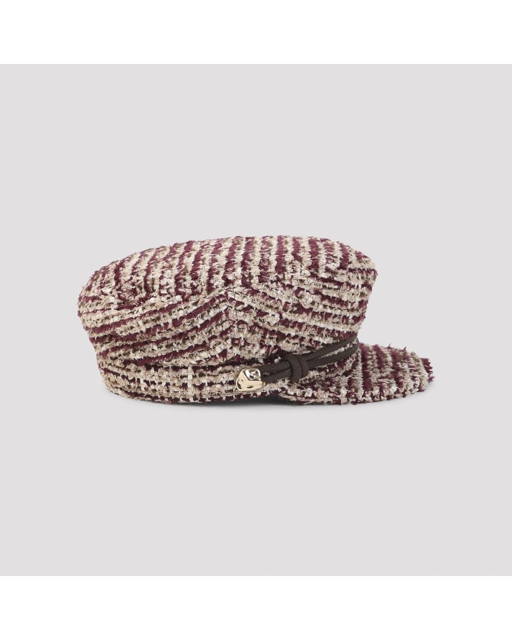 Maison Michel White Burgundy New Abby Tweed Hat