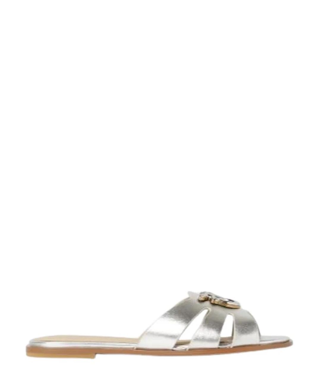 Pinko White Leather Flat Shoes