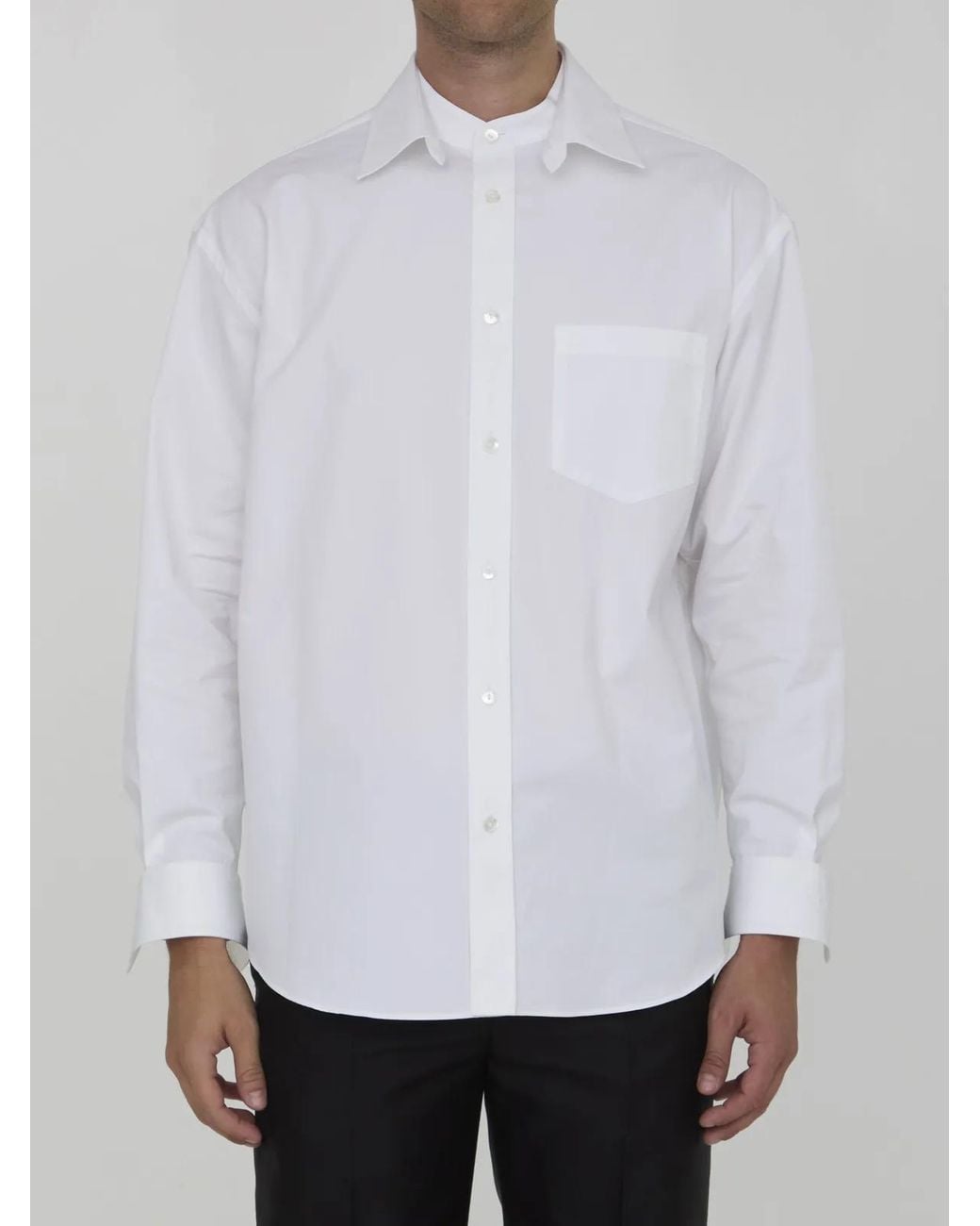 Gucci White Cotton Poplin Shirt for men