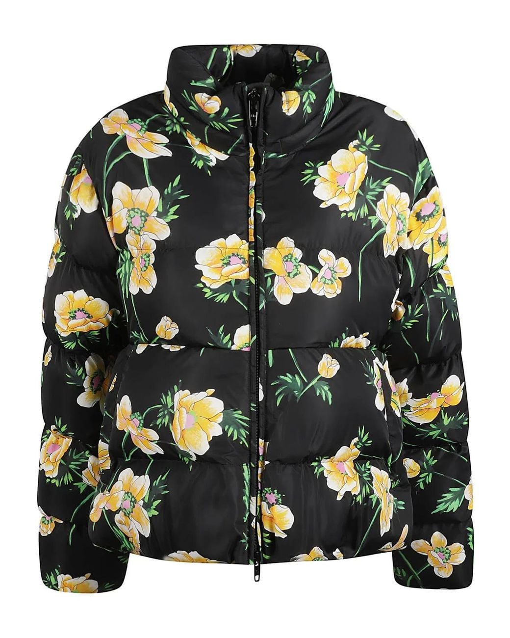 Balenciaga Green Floral Insulated Zip-Up Jacket
