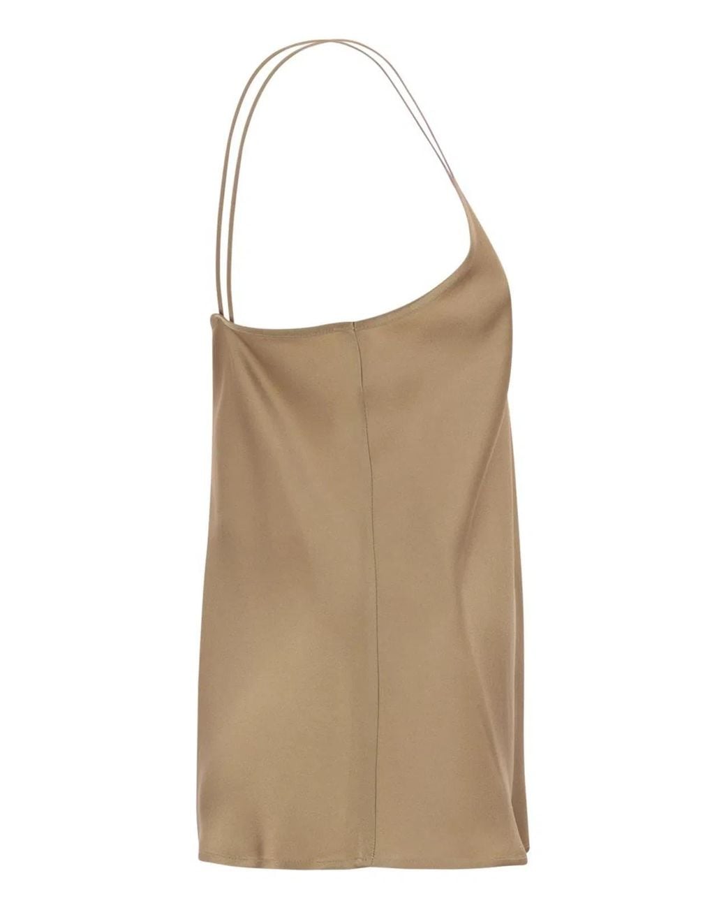 Max Mara Brown Msecomma – Fluid Satin Camisole Top With Slim Straps