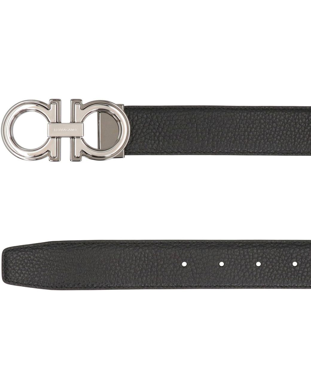 Ferragamo Black Gancini Reversible Leather Belt for men