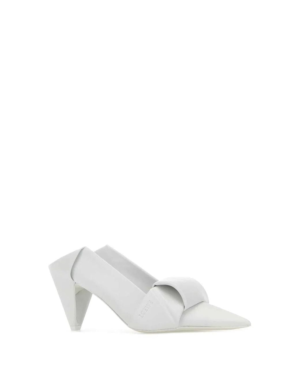 Loewe White Leather Origami Heels