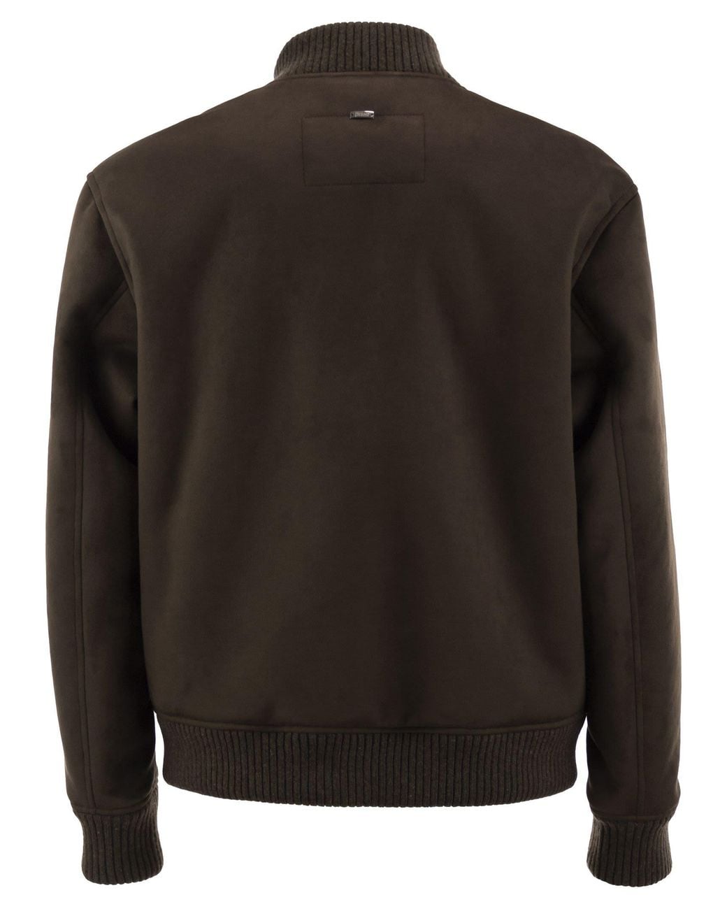 Herno Black Suede-Effect Bomber Jacket With Knitted Trims for men