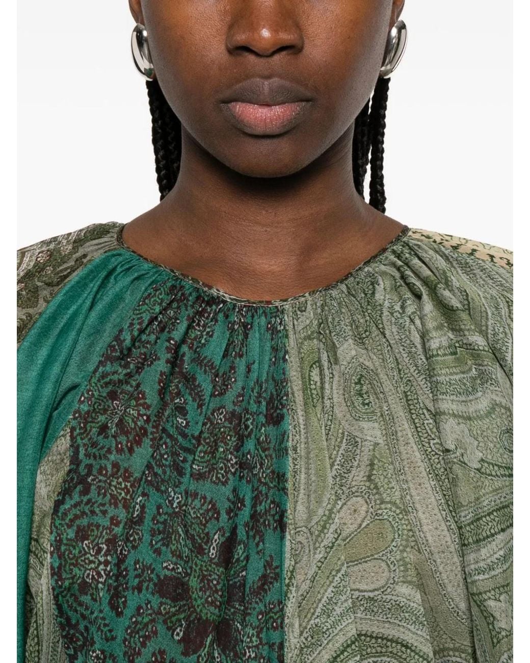Pierre Louis Mascia Green Silk And Cotton Blend Long Dress