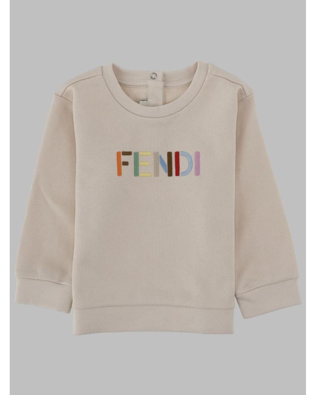 Fendi Gray Felpa Girocollo Per Neonati Con Logo