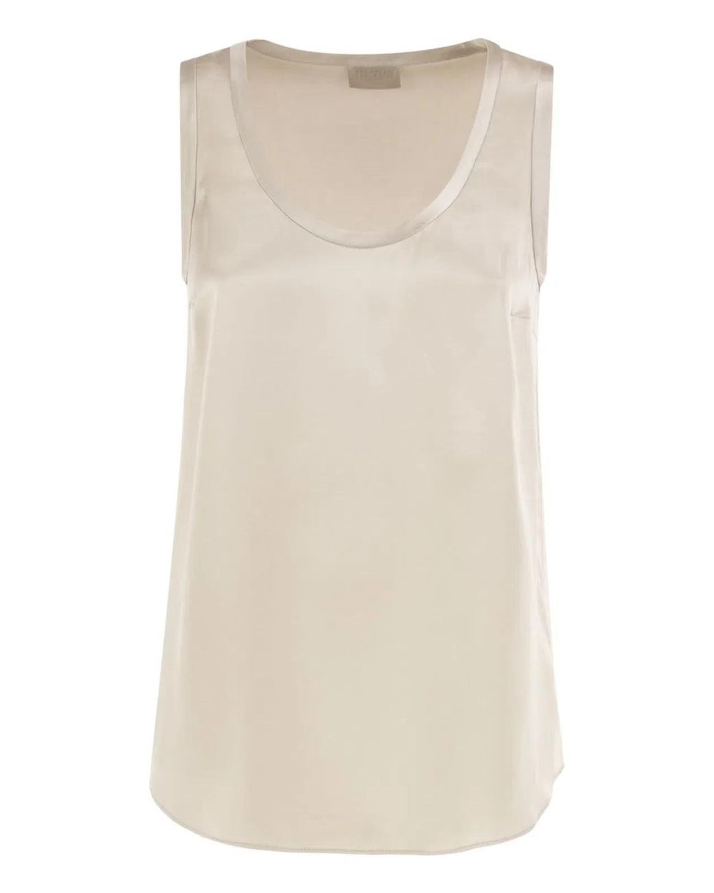 Brunello Cucinelli Natural Stretch Silk Satin Top