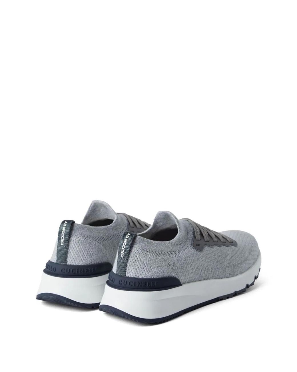 Brunello Cucinelli White Stretch-Knit Sock Sneakers Featuring Leather Trim And A Chunky Rubber Sole for men