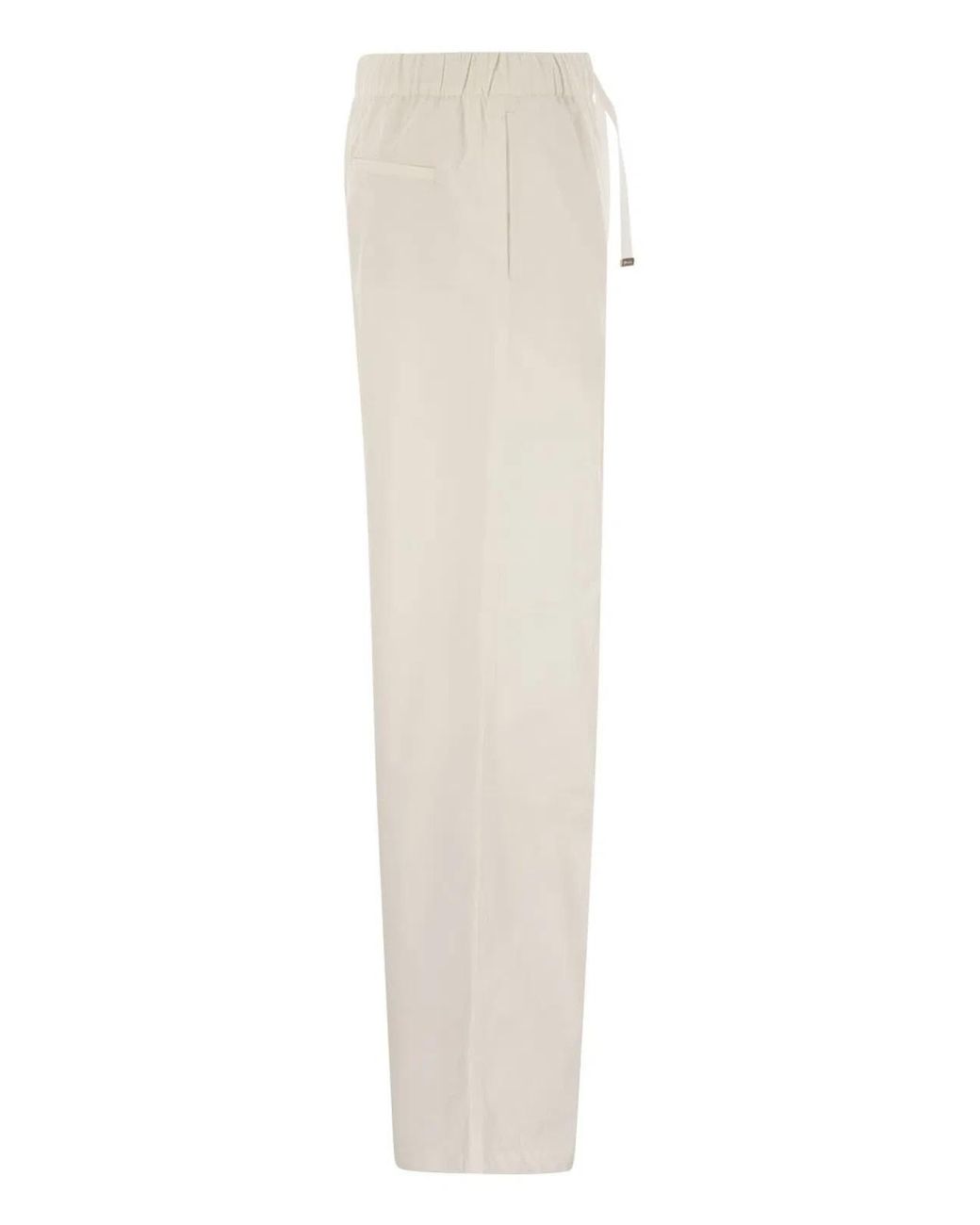 Herno White Resort Cotton Trousers With Drawstring