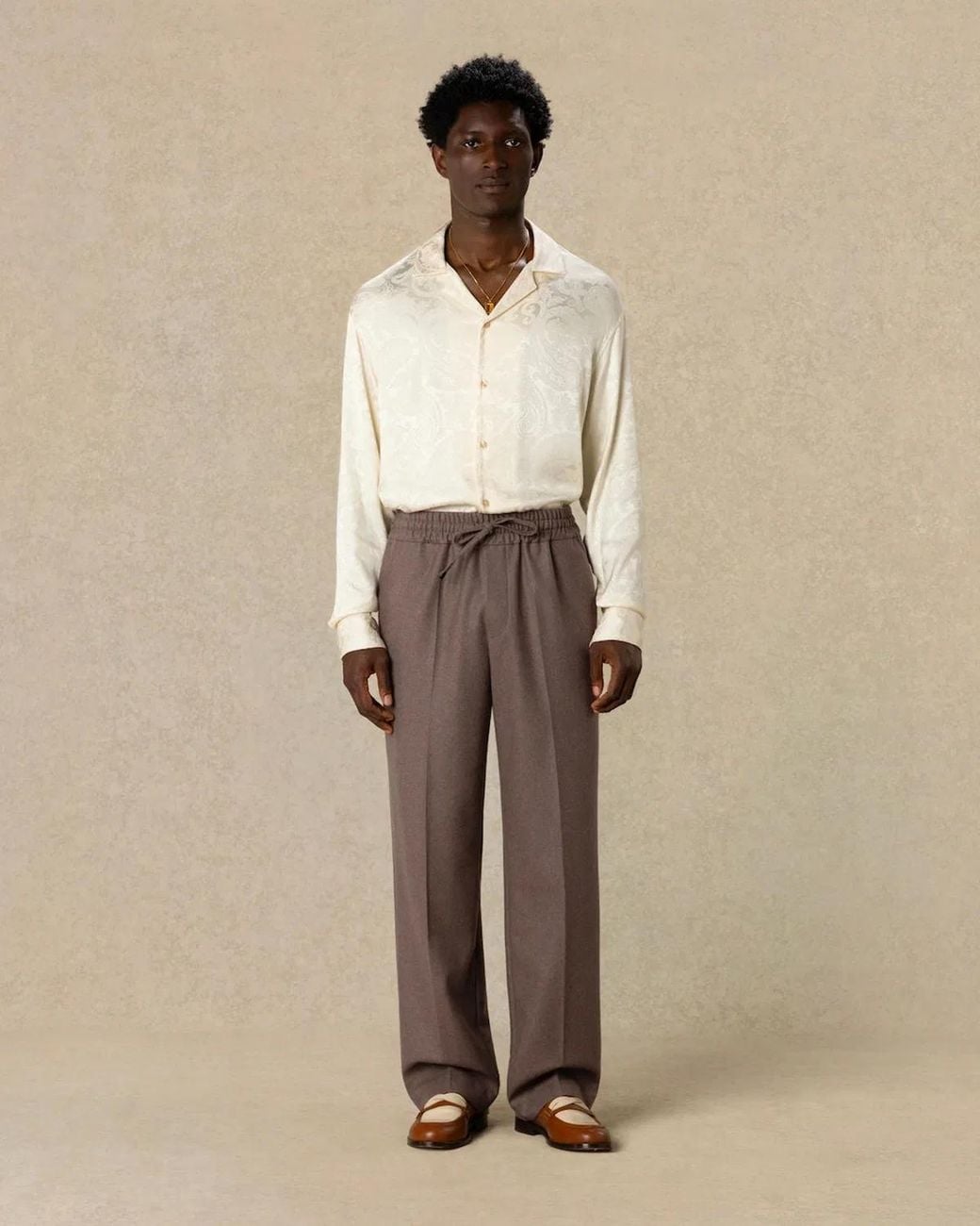 Drole de Monsieur Gray Flannel Trousers With Elastic Waist for men
