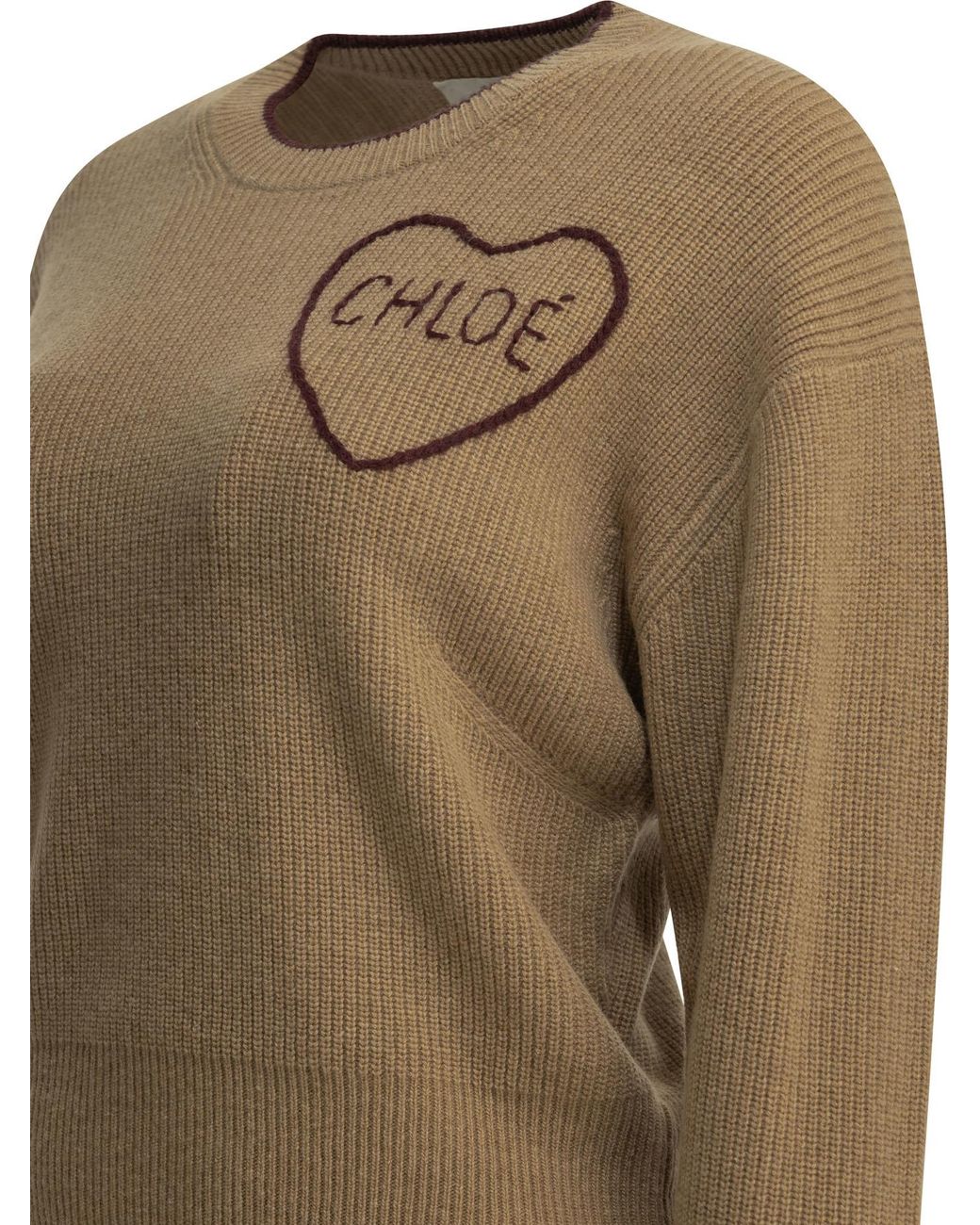 Chloé Brown Cropped Fitted Logo Sweater