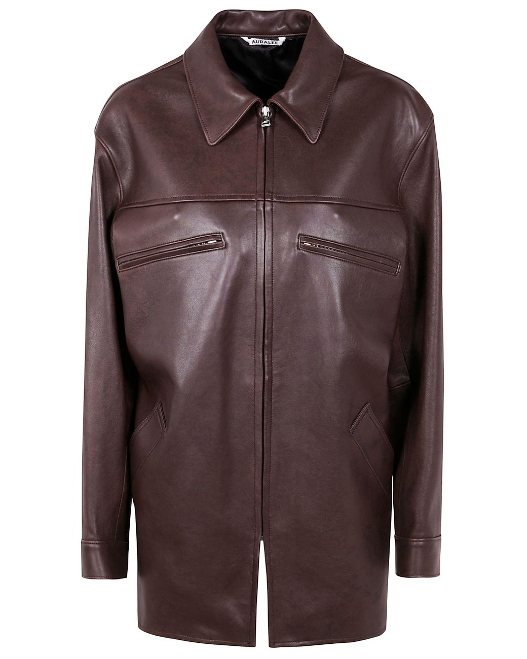 AURALEE Lamb Leather Long Zip Blouson in Brown | Lyst AURALEE Lamb Leather Long Zip Blouson in Brown | Lyst
