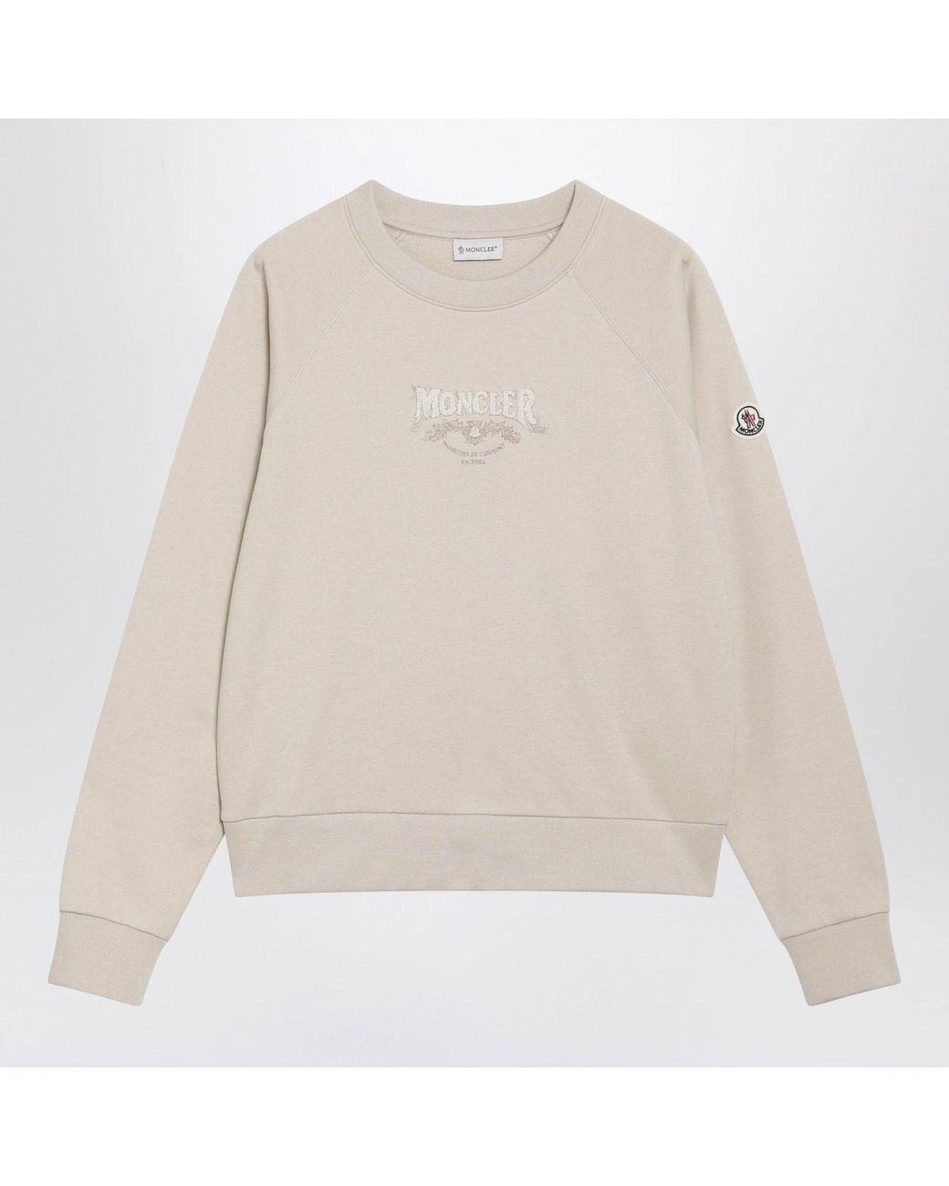Moncler Natural Light Sweatshirt With Logo Embroidery