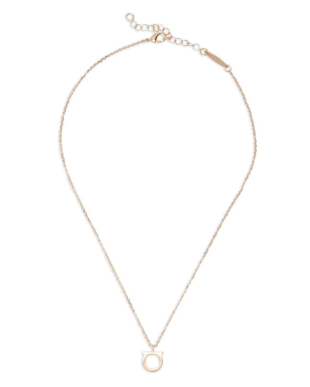 Ferragamo White Tone Gancini Statement Pendant Bijoux